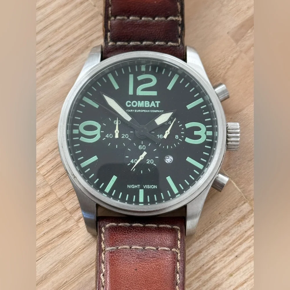 M.E.C. Military European Company Rare Combat Night Vision Chronograph Watch